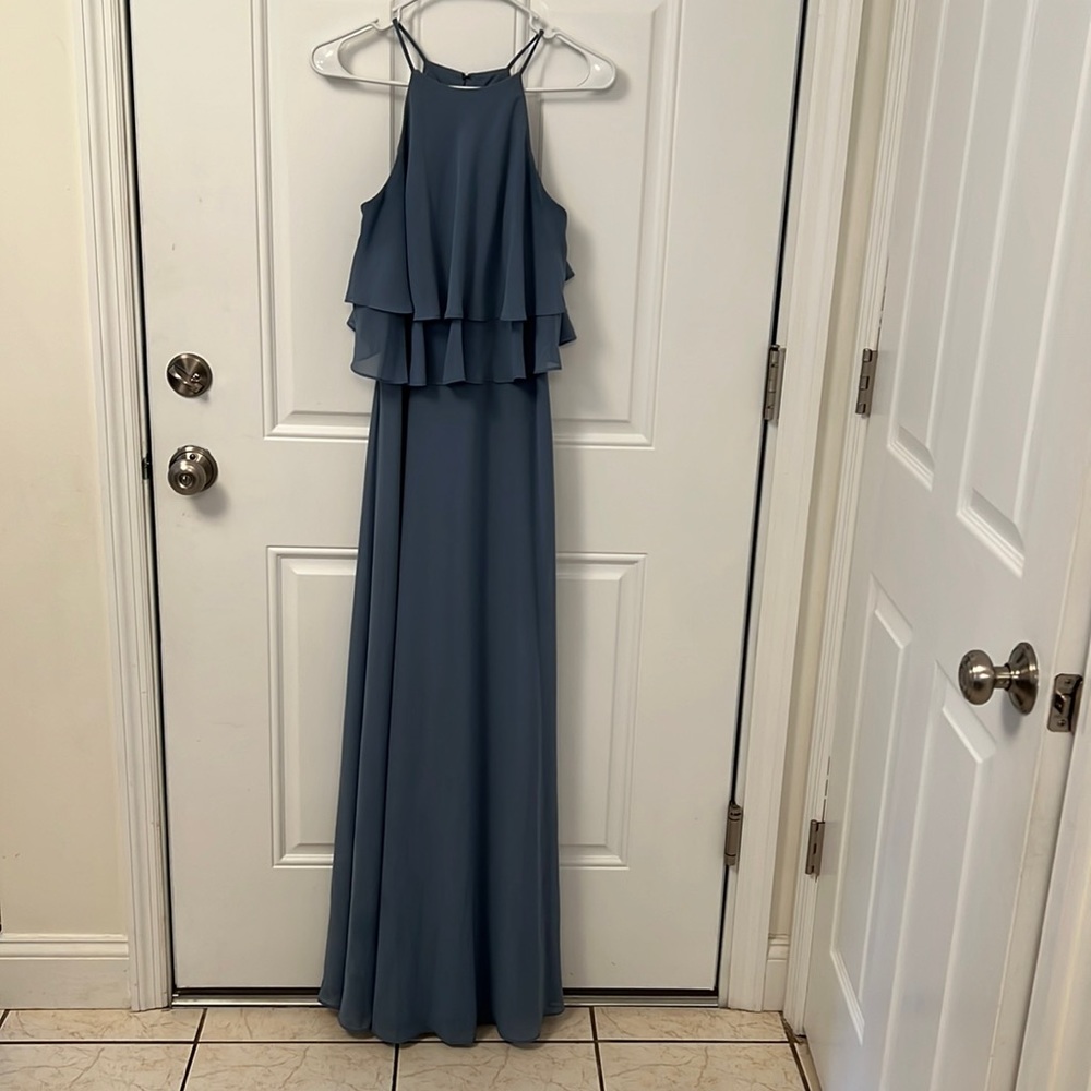 Blue steel bridesmaids dress